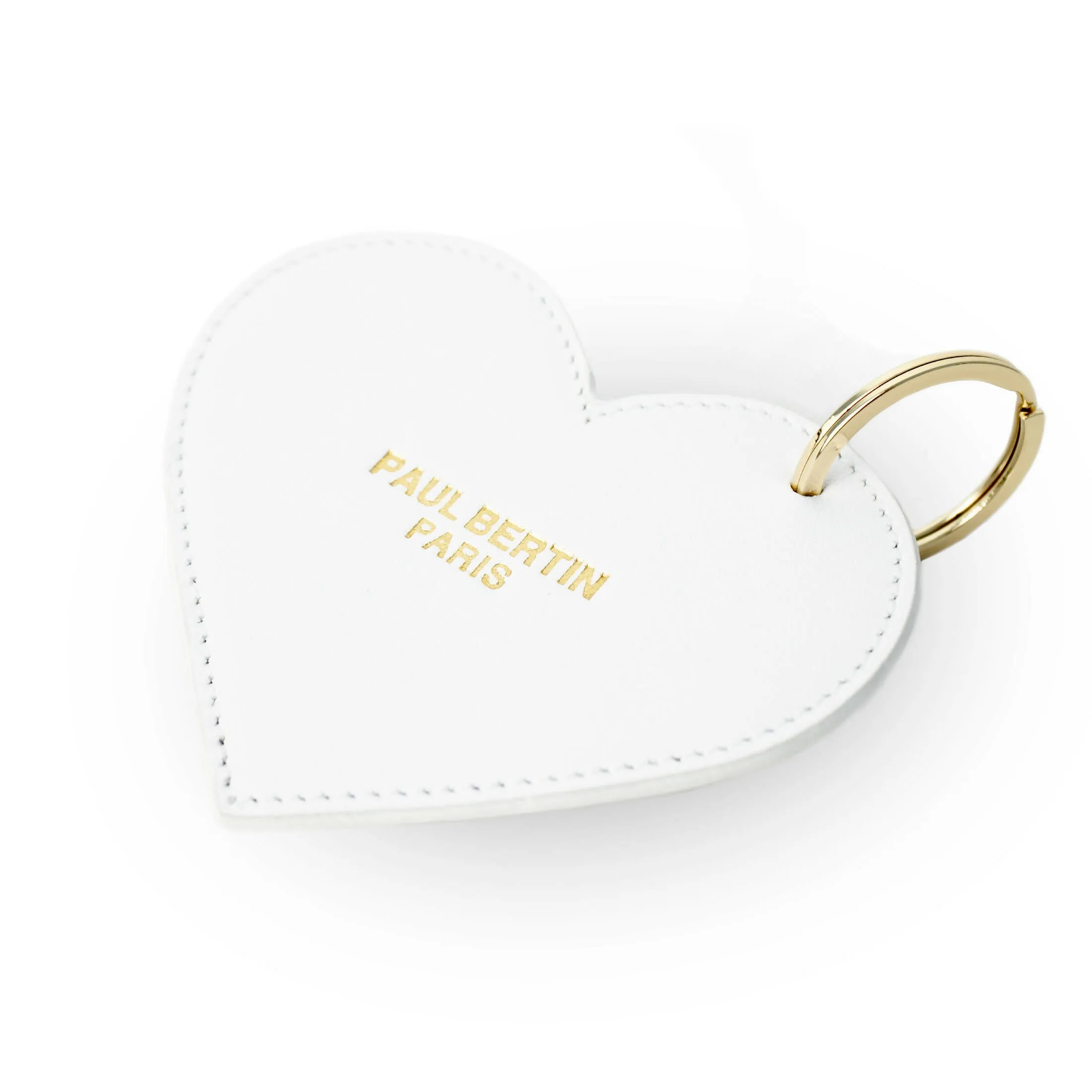 withe leather heart-shaped keychain