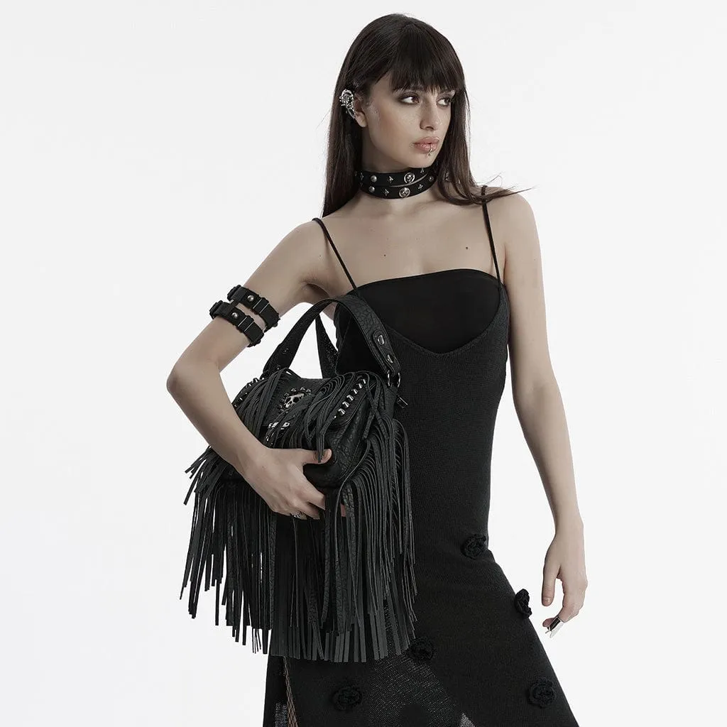 Women's Gothic Studded Tassels Faux Leather Bag