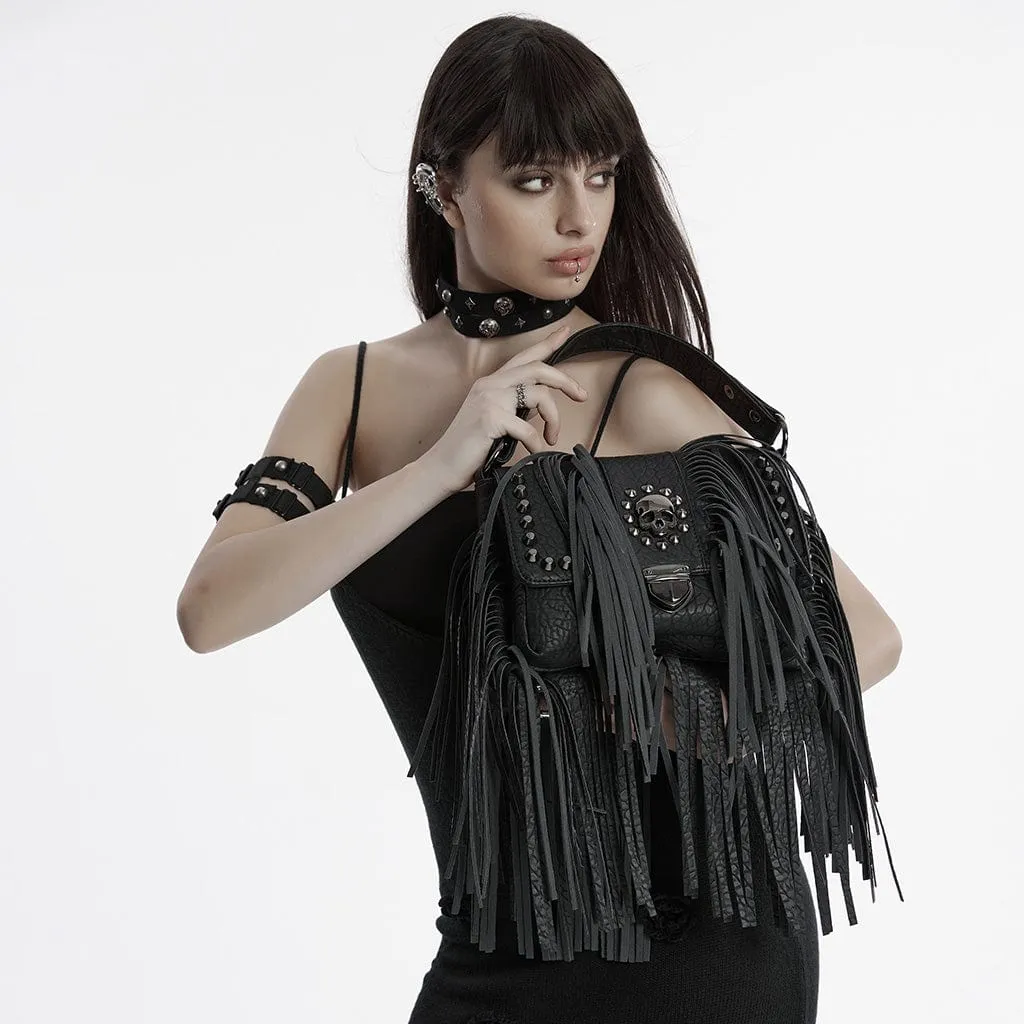 Women's Gothic Studded Tassels Faux Leather Bag