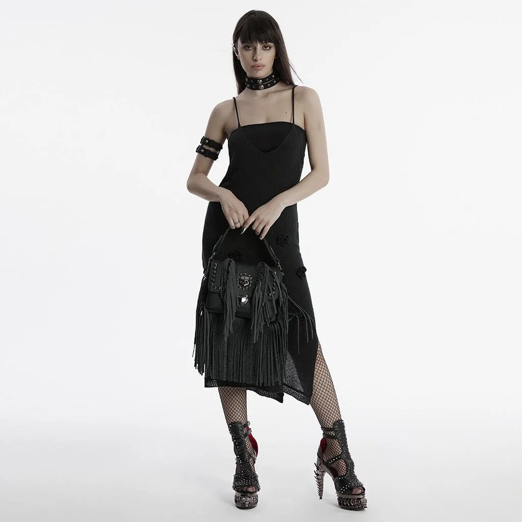 Women's Gothic Studded Tassels Faux Leather Bag