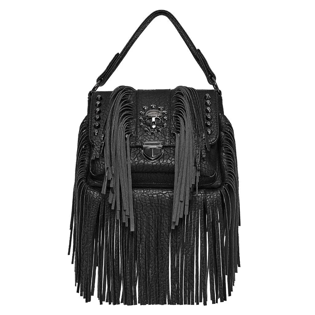 Women's Gothic Studded Tassels Faux Leather Bag