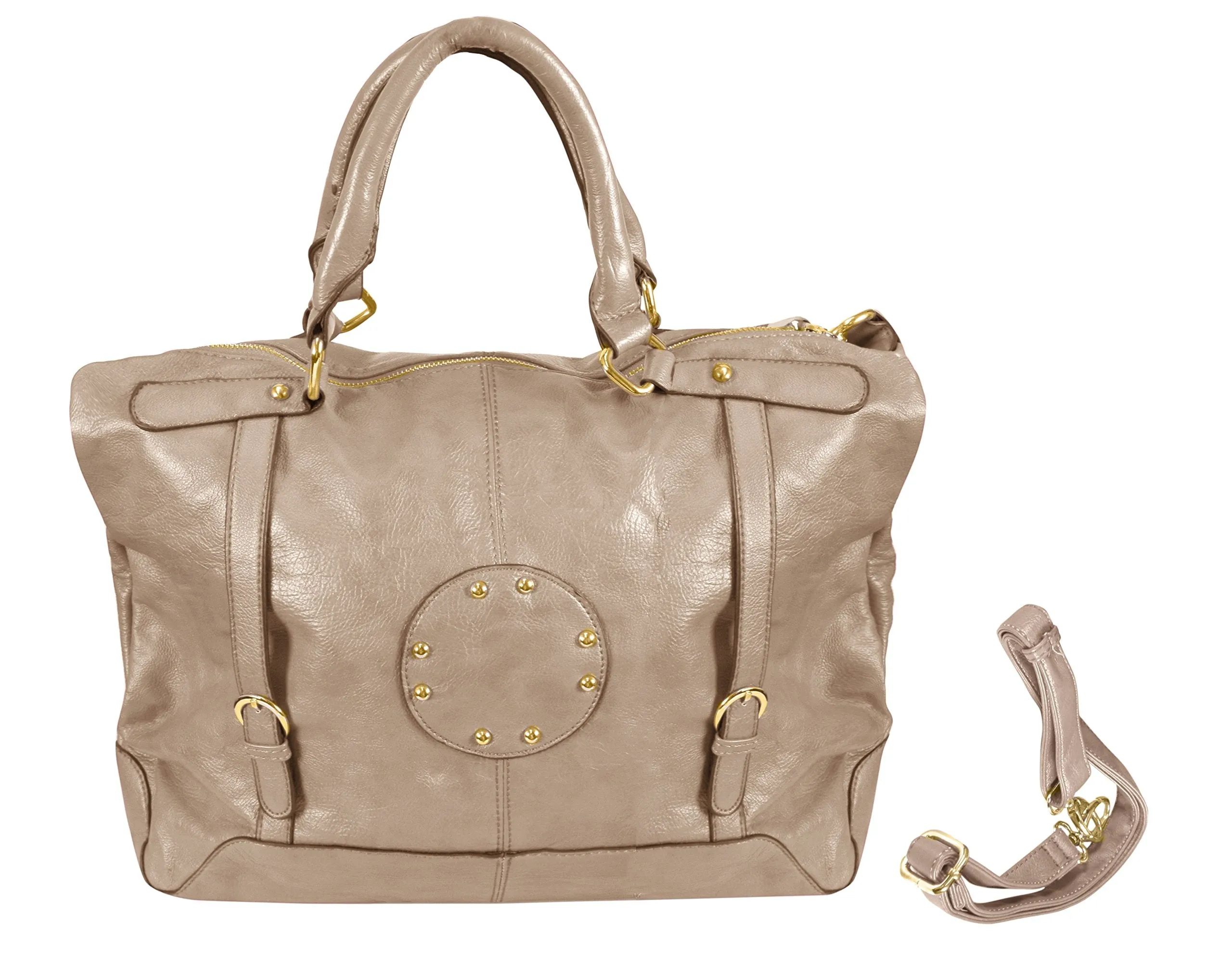 Womens Handbags with Metal Studded Embellishments and 3-in-1 handles