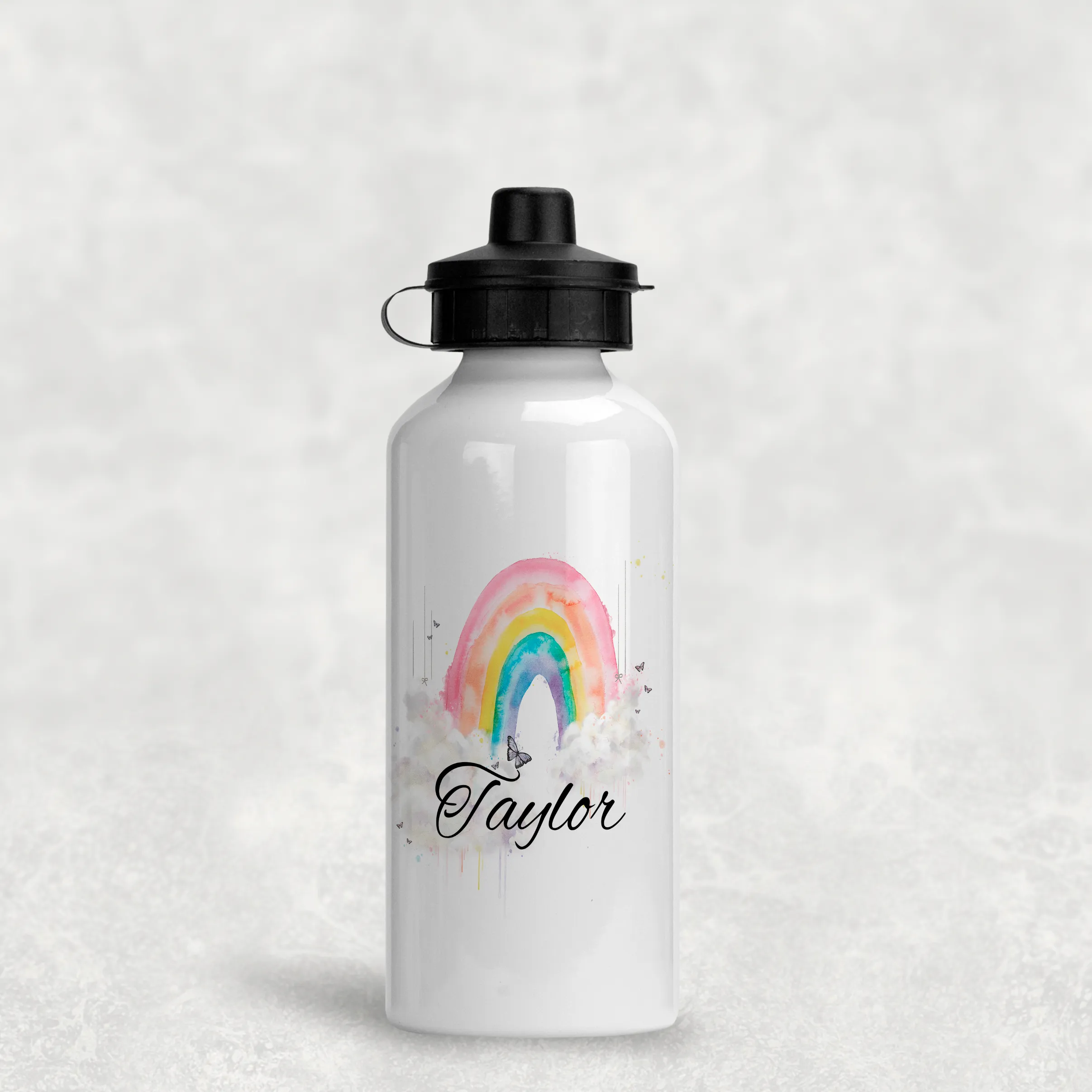 Wonky Rainbow Personalised Aluminium Water Bottle 400/600ml