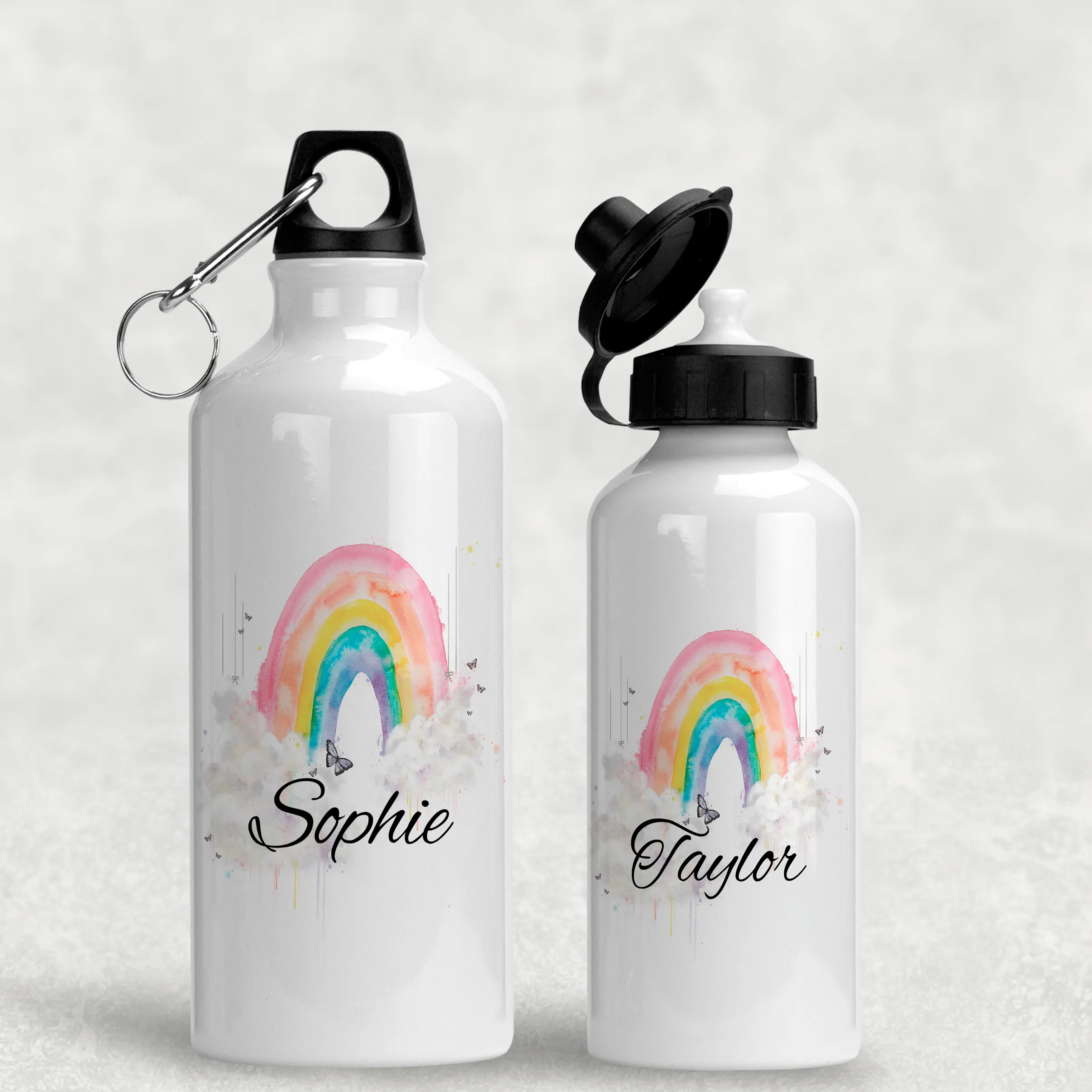 Wonky Rainbow Personalised Aluminium Water Bottle 400/600ml