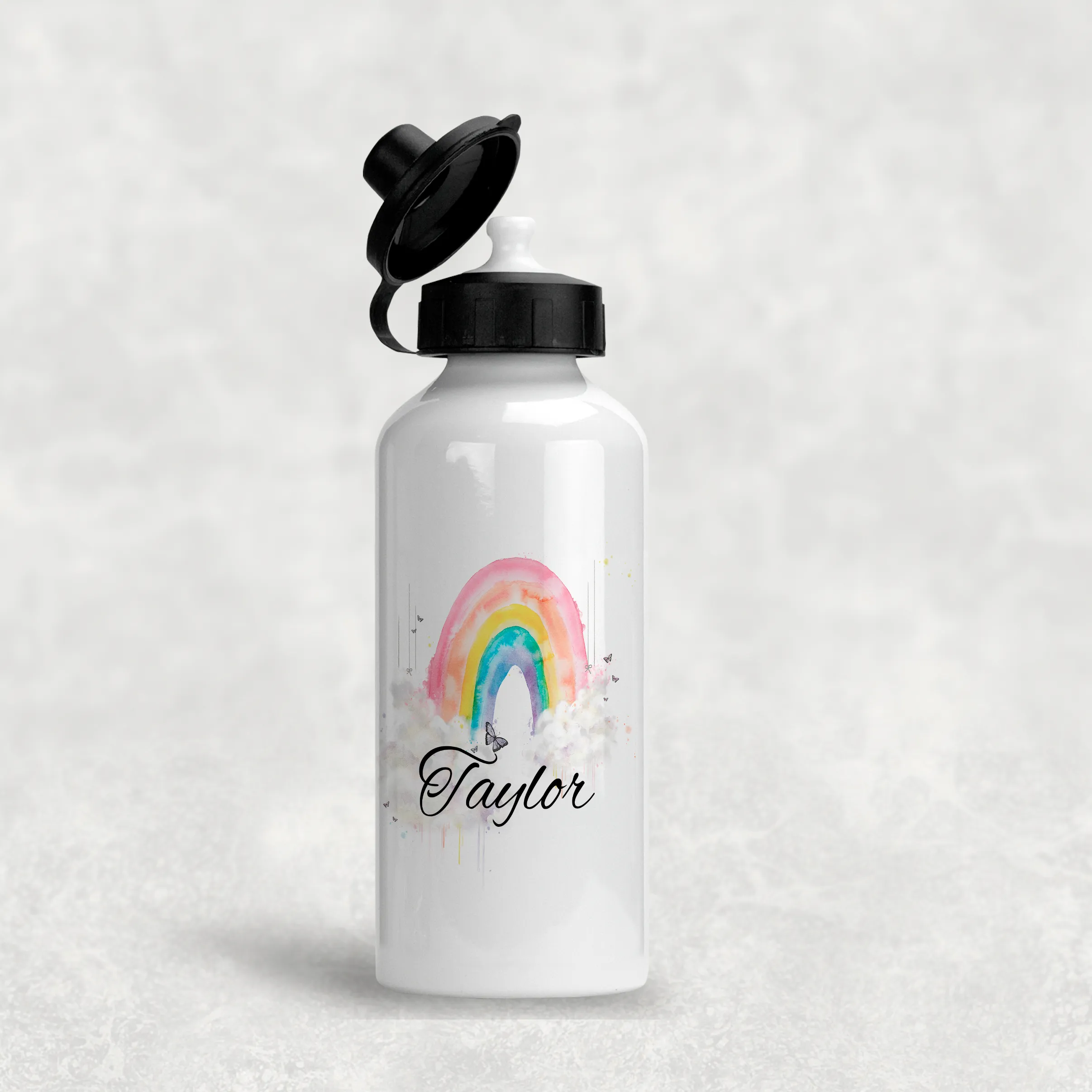 Wonky Rainbow Personalised Aluminium Water Bottle 400/600ml