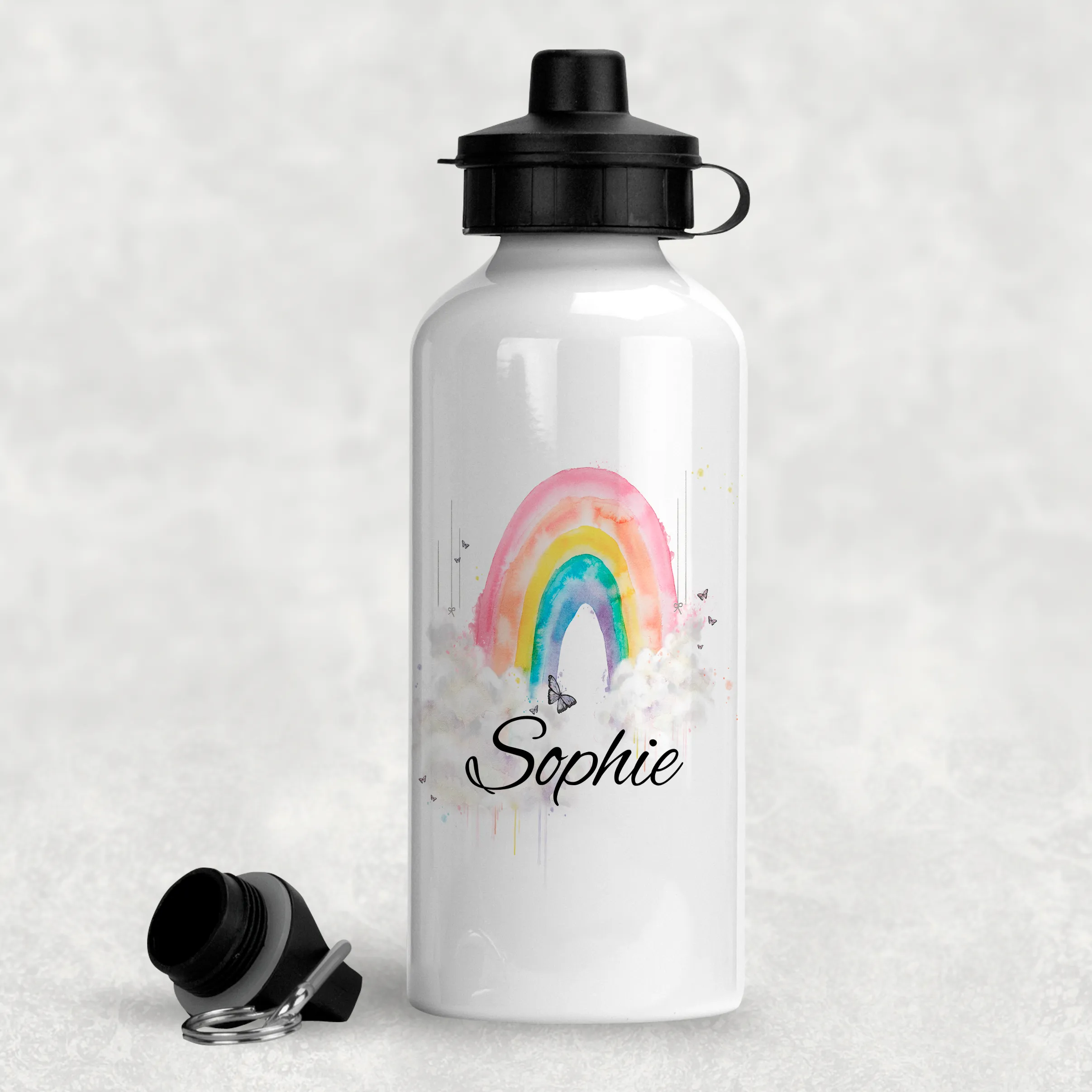 Wonky Rainbow Personalised Aluminium Water Bottle 400/600ml