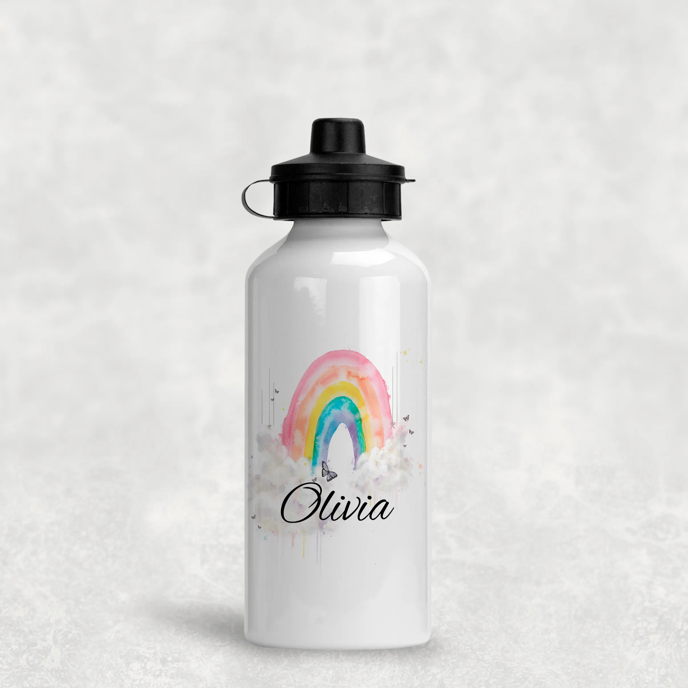 Wonky Rainbow Personalised Aluminium Water Bottle 400/600ml