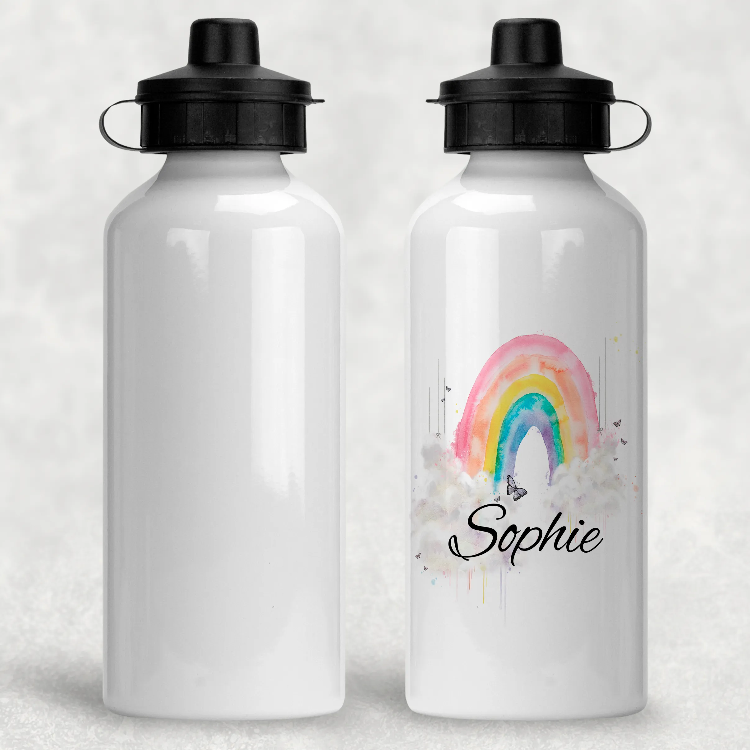 Wonky Rainbow Personalised Aluminium Water Bottle 400/600ml