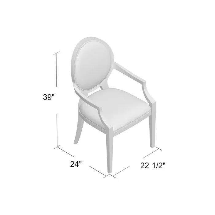Wooden Twist Foyer Teak Wood Oval-Shaped Upholstered Back Squared Tapering Legs Armrest Chair