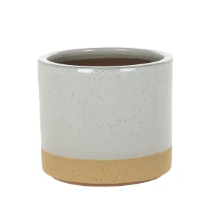 Woodlodge 30cm Cream Speckle Cylinder Glazed Pot