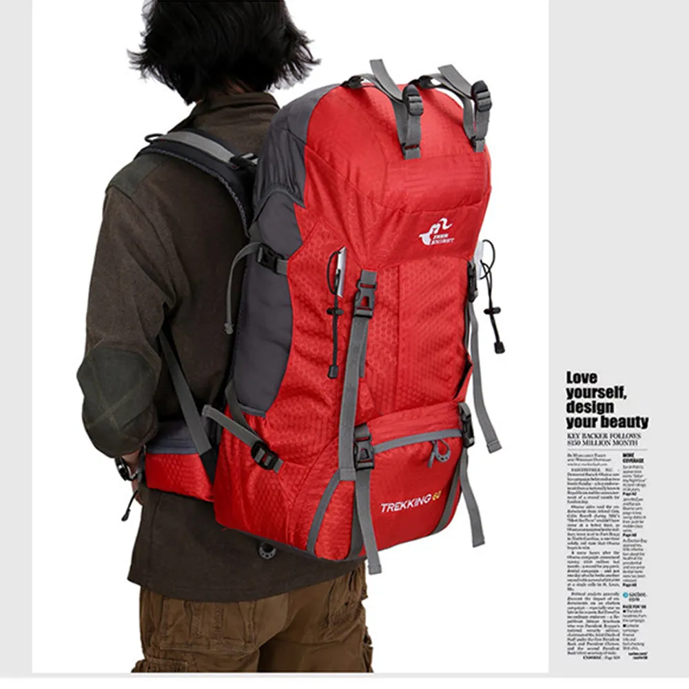 Ybackpacks Nylon Camping Backpack 60L Sports Travel Hiking Backpack Top Level