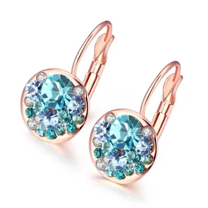 Yellow Chimes Earrings For Women & Girls | Fashion Blue Crystal Stone Radiant Clip On Drop Earring | Elegant Rose Gold Plated | Round Shaped Drops | Birthday & Anniversary Gift
